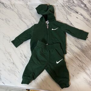 Nike Dark Green Baby Hoodie & Joggers with White Swoosh